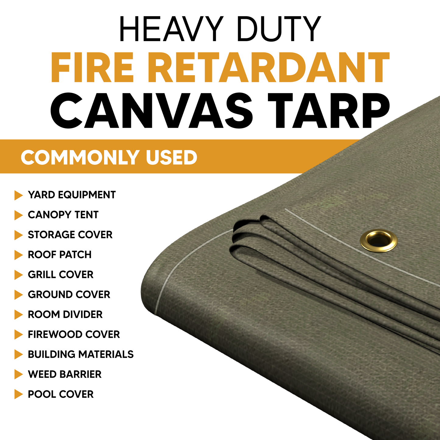 Heavy-Duty Flame Retardant Cotton Canvas Tarp – CPAI-84 Certified, Water-Resistant & Reinforced for Outdoor Durability