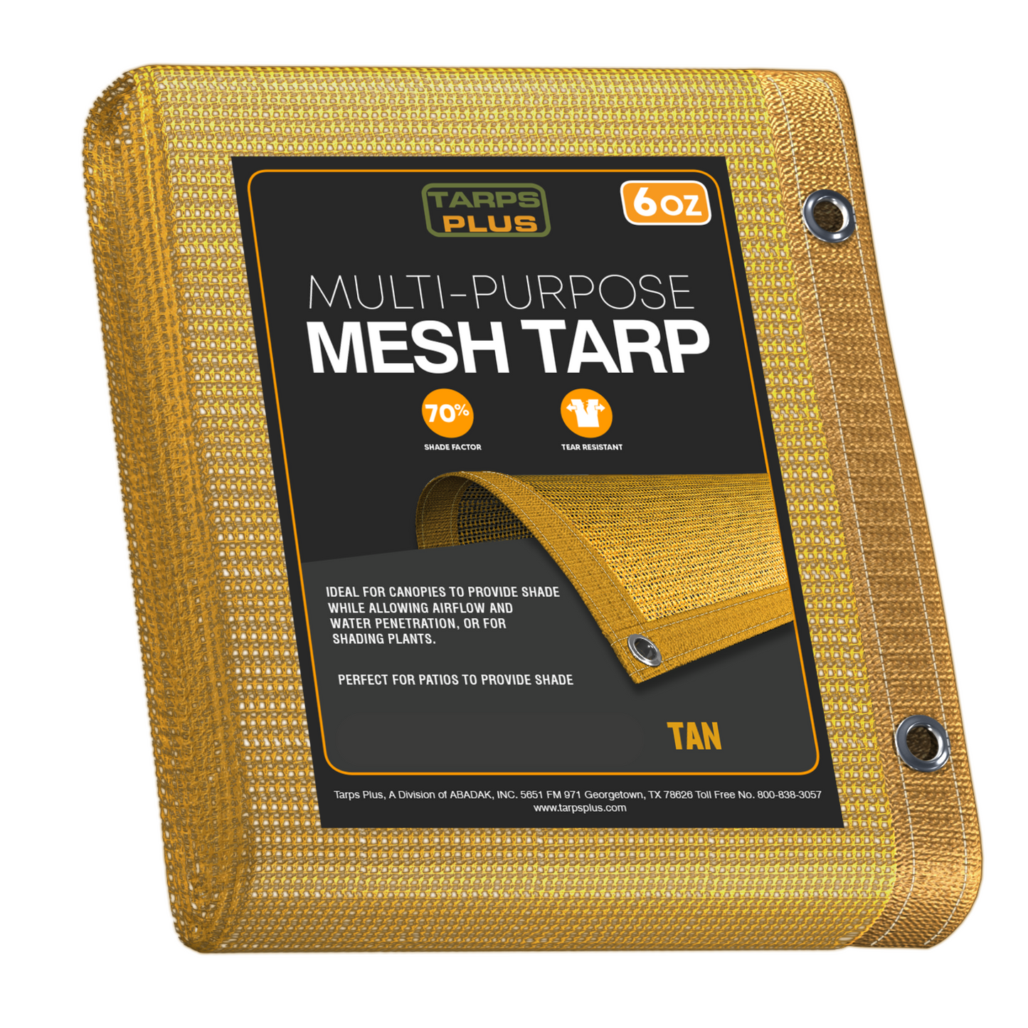Heavy Duty Tan Poly Mesh Tarp – 70% Shade, UV Resistant, Durable & Reinforced