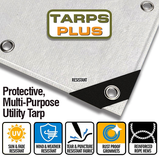 Heavy Duty White Fire Retardant Poly Tarp – Waterproof, UV Resistant, Durable & Certified Flame Retardant