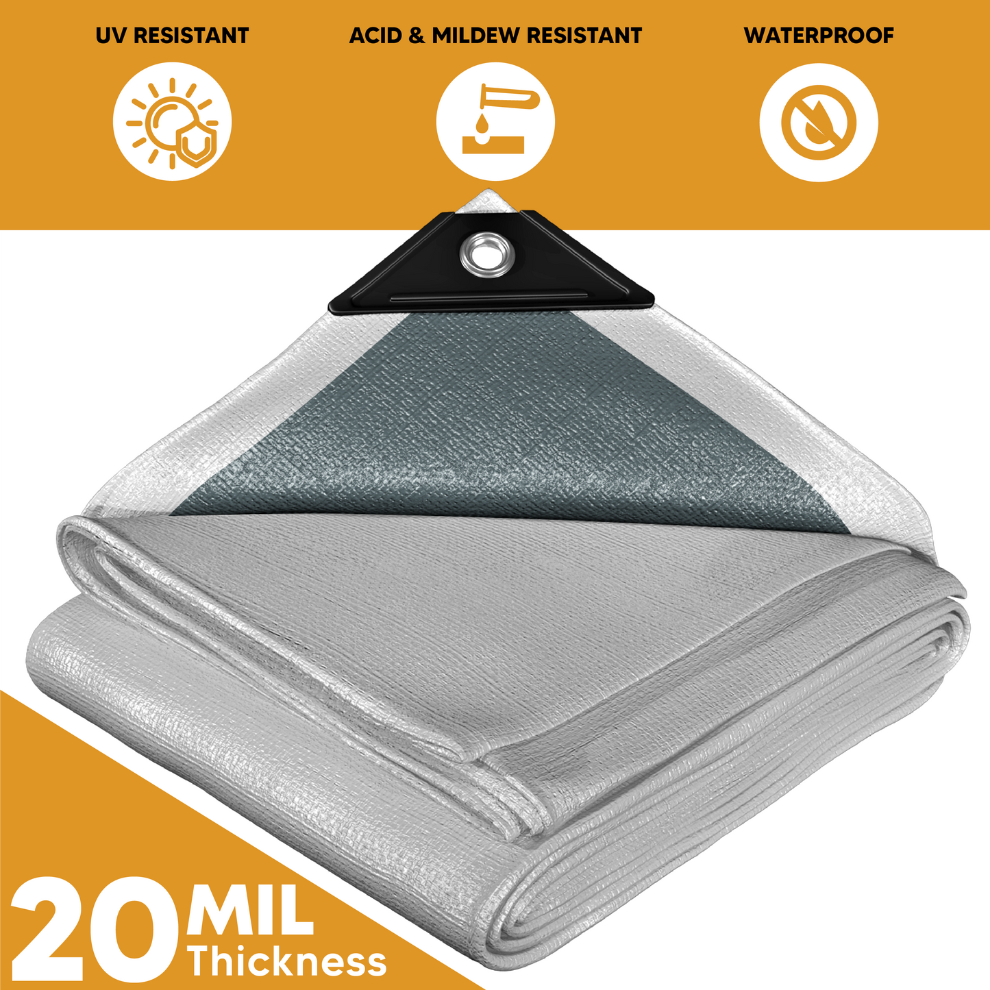 Ultra Heavy Duty White/Silver Poly Tarp – Maximum Strength, Waterproof, UV Resistant, Heavy-Duty Protection for Extreme Conditions