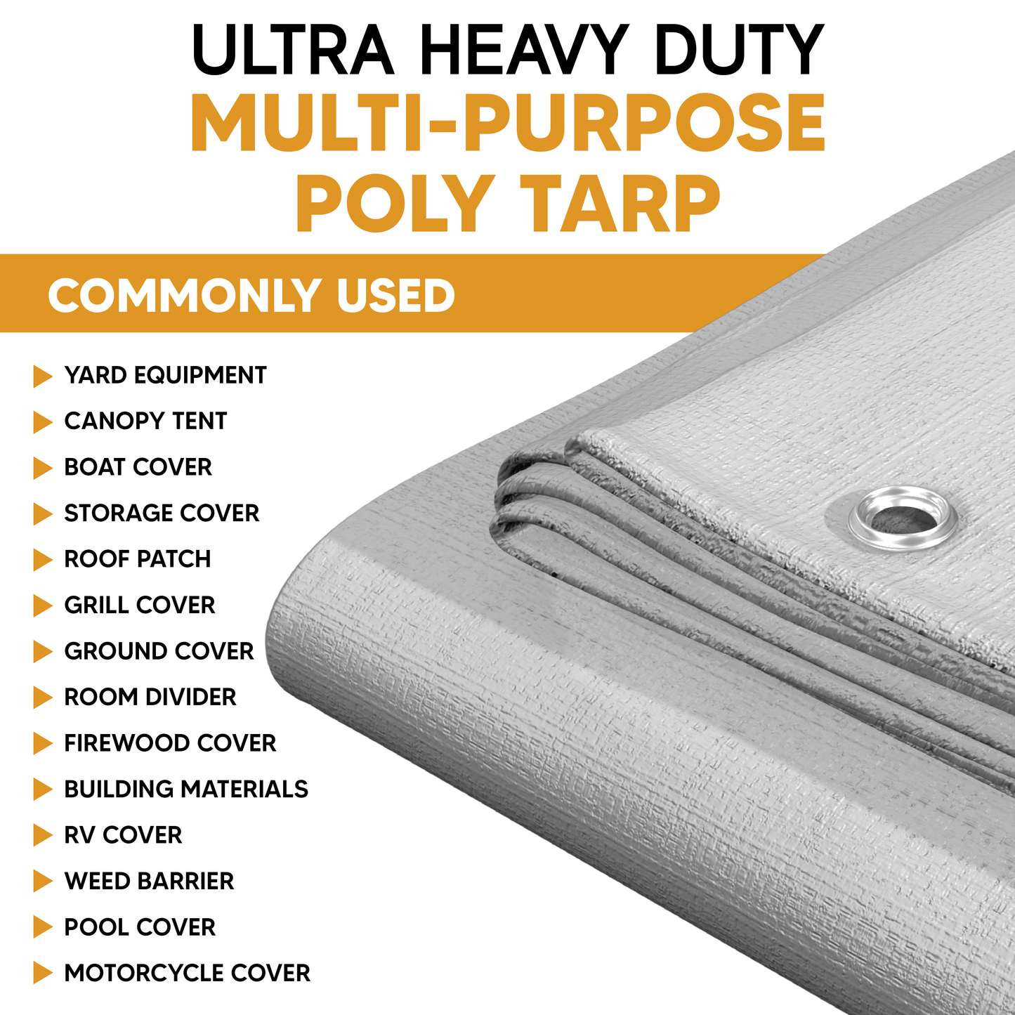 Ultra Heavy Duty White/Silver Poly Tarp – Maximum Strength, Waterproof, UV Resistant, Heavy-Duty Protection for Extreme Conditions