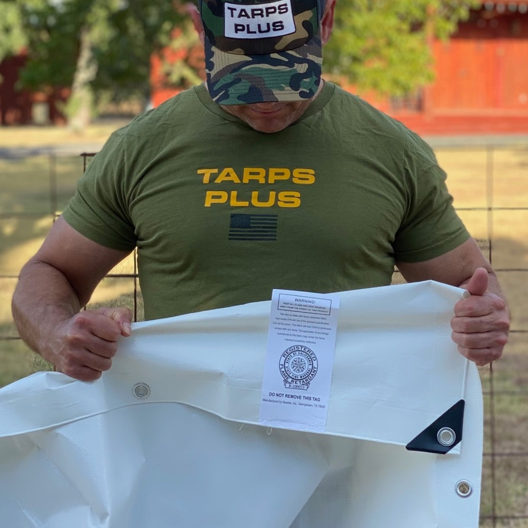 Heavy Duty White Fire Retardant Poly Tarp – Waterproof, UV Resistant, Durable & Certified Flame Retardant
