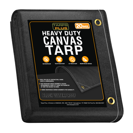 Black Heavy-Duty Waterproof Poly Tarp – UV Resistant, Tearproof, Breathable & Reinforced for Durability