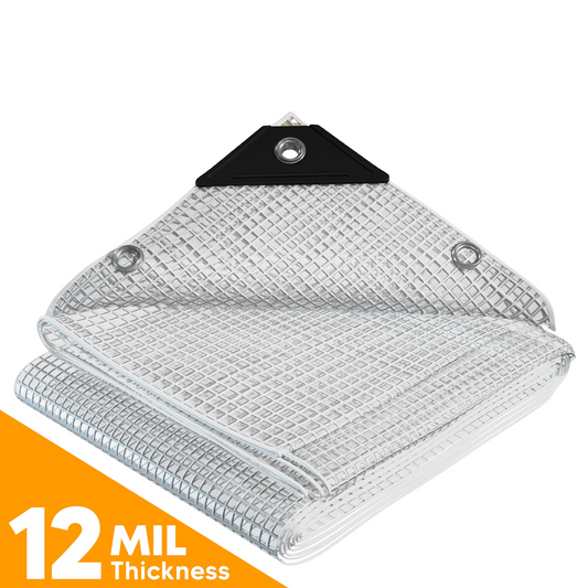 Heavy Duty Clear Poly Tarp – Waterproof, UV Resistant, Reinforced Grid for Extra Strength