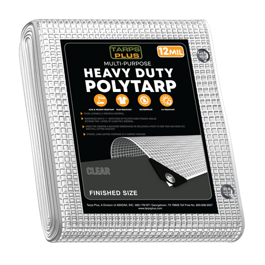 Heavy Duty Clear Poly Tarp – Waterproof, UV Resistant, Reinforced Grid for Extra Strength