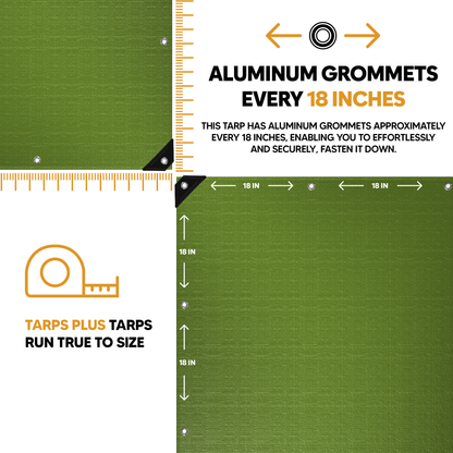 Heavy Duty Green Poly Tarp – Tough, Waterproof, UV Resistant, Ideal for Versatile Outdoor Protection
