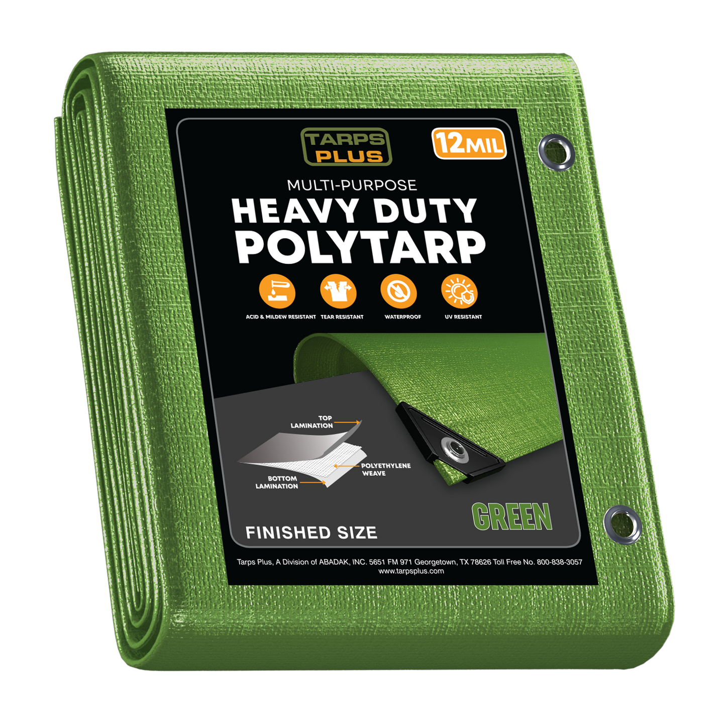 Heavy Duty Green Poly Tarp – Tough, Waterproof, UV Resistant, Ideal for Versatile Outdoor Protection
