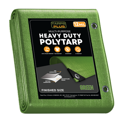 Heavy Duty Green Poly Tarp – Tough, Waterproof, UV Resistant, Ideal for Versatile Outdoor Protection