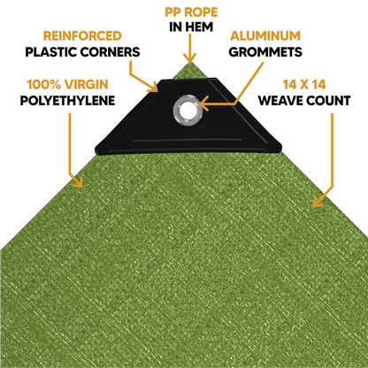 Heavy Duty Green Poly Tarp – Tough, Waterproof, UV Resistant, Ideal for Versatile Outdoor Protection
