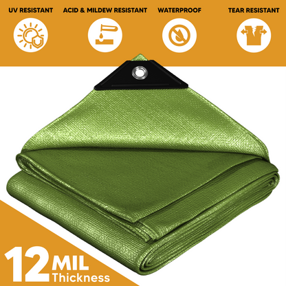 Heavy Duty Green Poly Tarp – Tough, Waterproof, UV Resistant, Ideal for Versatile Outdoor Protection