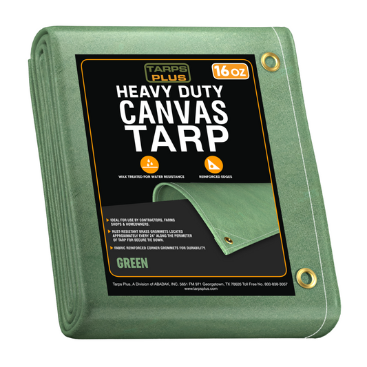 Heavy-Duty Green Wax-Treated Cotton Canvas Tarp – Water-Resistant, Durable & Reinforced for Rugged Outdoor Use