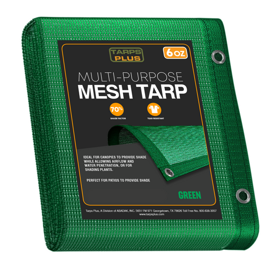 Heavy Duty Green Poly Mesh Tarp – 70% Shade, UV Resistant, Durable & Reinforced
