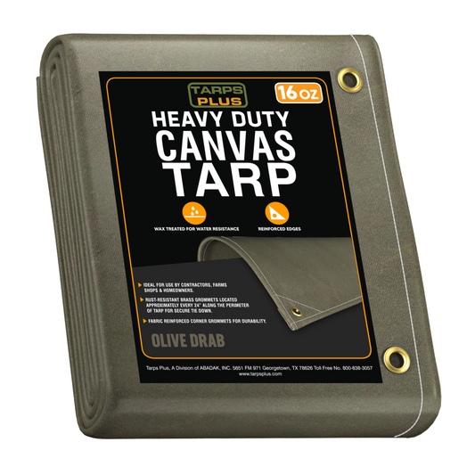Heavy-Duty Olive Drab Wax-Treated Cotton Canvas Tarp – Water-Resistant, Durable & Designed for Tough Outdoor Conditions