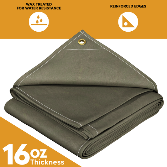 Heavy-Duty Olive Drab Wax-Treated Cotton Canvas Tarp – Water-Resistant, Durable & Designed for Tough Outdoor Conditions