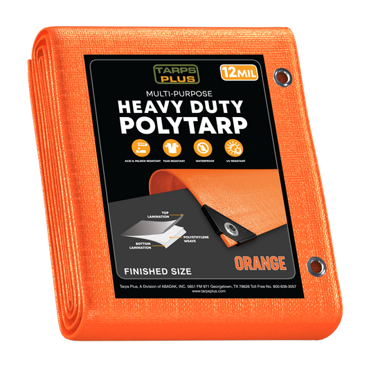 Heavy Duty Orange Poly Tarp – Durable, Waterproof, UV Resistant, Perfect for Heavy Outdoor Use