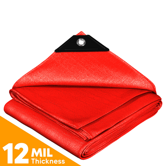 Heavy Duty Red Poly Tarp – Durable, Waterproof, UV Resistant, Perfect for Heavy-Duty Outdoor Use