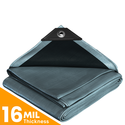 Super Heavy Duty Silver/Black Poly Tarp – Extra Durable, Waterproof, UV Resistant, Ideal for Tough Outdoor Applications