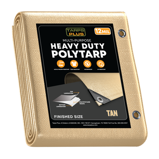 Heavy Duty Tan Poly Tarp – Durable, Waterproof, UV Resistant, Perfect for Heavy-Duty Outdoor Use