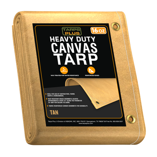 Heavy-Duty Tan Wax-Treated Cotton Canvas Tarp – Water-Resistant, Durable & Reinforced for Tough Outdoor Conditions